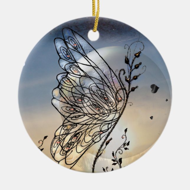 Butterfly Rising! Ceramic Ornament (Front)