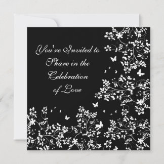 Butterfly Romance / White And Black Invitation
