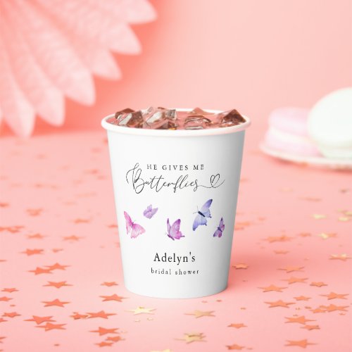Butterfly Romantic Bridal Shower Paper Cups