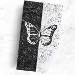 Butterfly Romantic Girly Aesthetic Elegant Classy Hand Towel<br><div class="desc">Beautiful design featuring black & white butterfly on two-color background.</div>