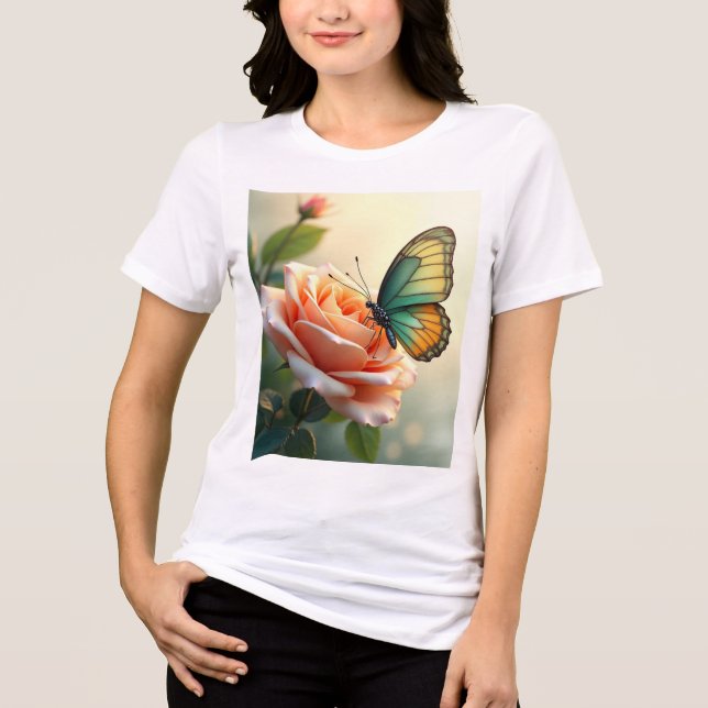 Butterfly Rose Elegance T-Shirt  Tri-Blend Shirt (Front)