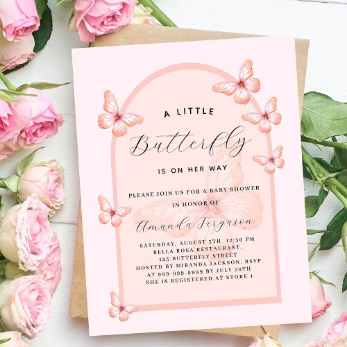 Butterfly rose gold arch girl budget Baby Shower