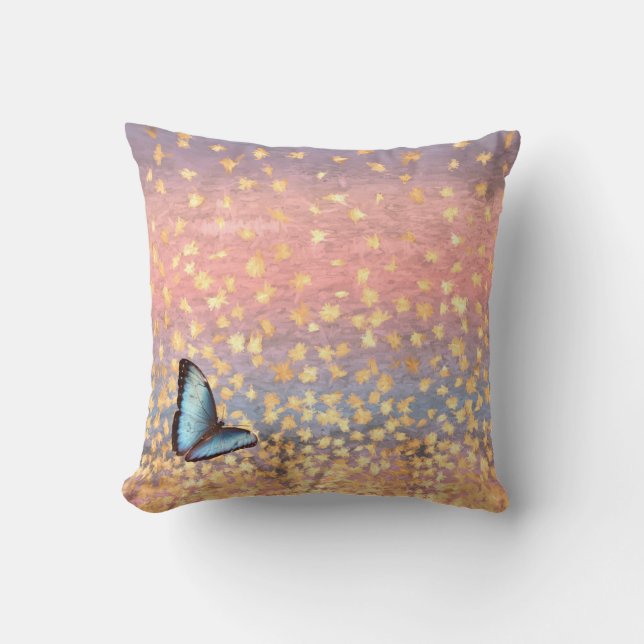 Butterfly Rose Gold Flakes Abstract Design Throw Pillow (Front)