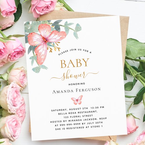 Butterfly rose gold girl budget Baby Shower