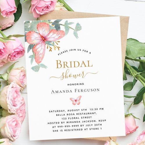 Butterfly rose gold greenery budget Bridal Shower
