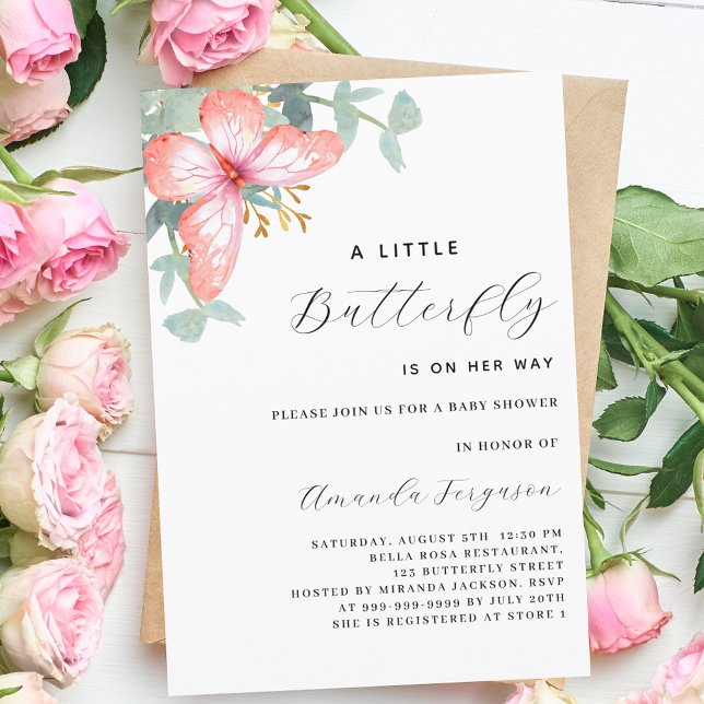Butterfly rose gold greenery luxury Baby Shower Invitation (Creator Uploaded)
