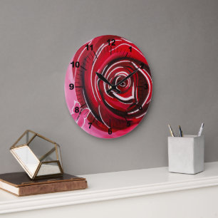 Butterfly Rose Painting by Alfred Fox Large Clock