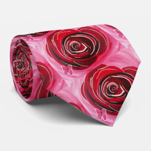Butterfly Rose Painting by Alfred Fox Neck Tie