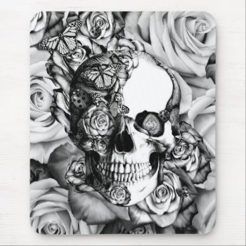 Butterfly Rose Skull With Ladybugs. Mouse Pad by KPattersonDesign at Zazzle