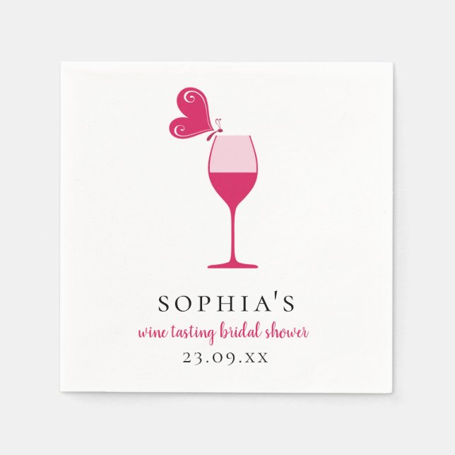 Butterfly Rose Wine Tasting Bridal Shower Napkins (Front)
