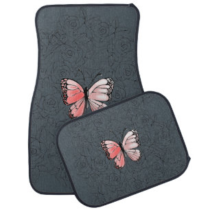 Butterfly & Roses Art Car Floor Mat