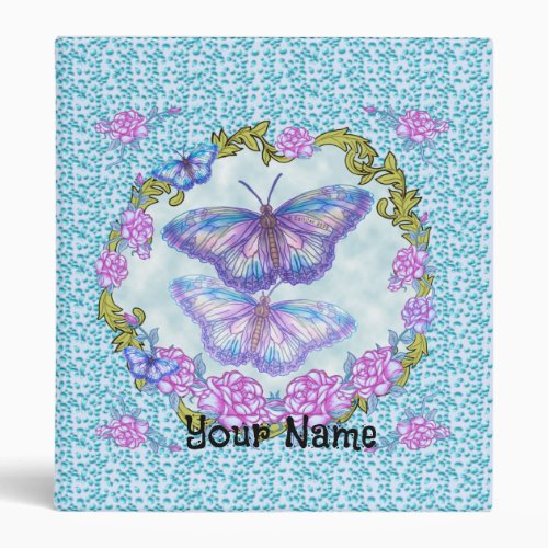 Butterfly Roses custom name binder