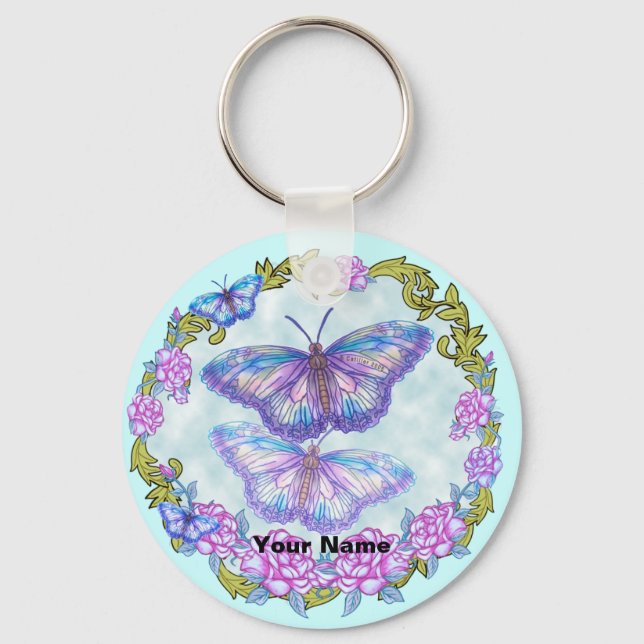 Butterfly  Roses    keychain (Front)