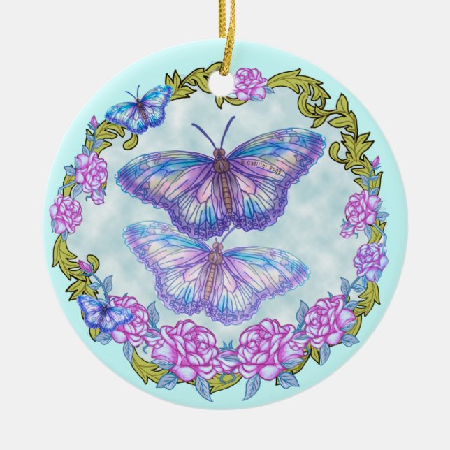 Butterfly  Roses  ornament (Front)