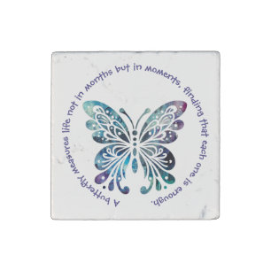 Butterfly - Royal Blues, Purples & Greens w/ Quote Stone Magnet
