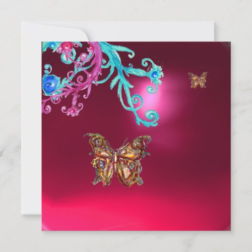 BUTTERFLY  RUBY blue bright pink red Invitation