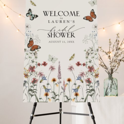 Butterfly Rustic Wildflower Bridal Shower Welcome Foam Board