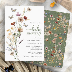 Butterfly Sage Green Baby Shower Invitation
