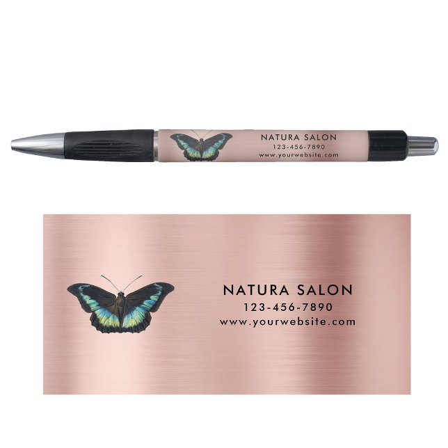 Butterfly Salon Business Promotional Rose Gold Pen (Creator Uploaded)