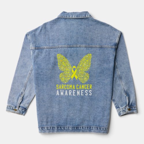 Butterfly Sarcoma Cancer Awareness Yellow Ribbon S Denim Jacket