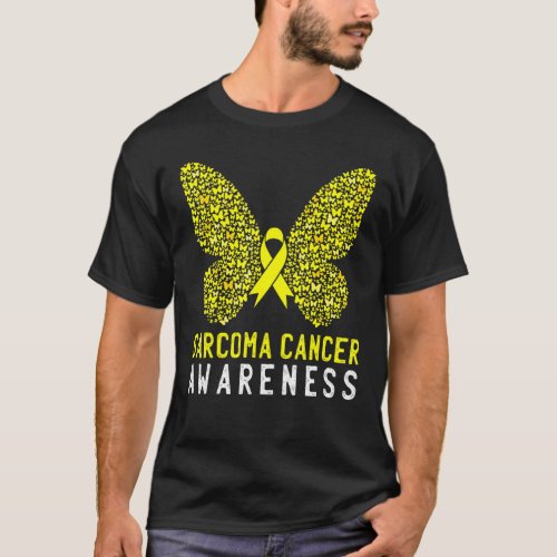 Butterfly Sarcoma Cancer Awareness Yellow Ribbon S T_Shirt