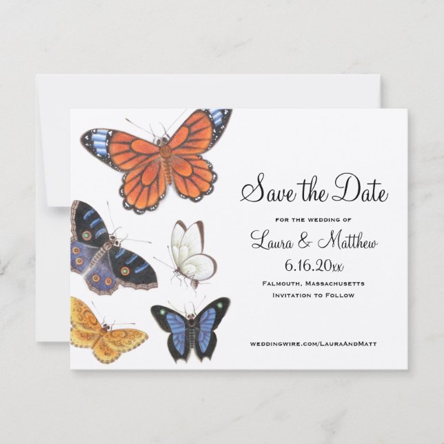 Butterfly Save The Date - Vintage Illustration (Front)