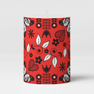 Butterfly Scandinavian folk art Pillar Candle