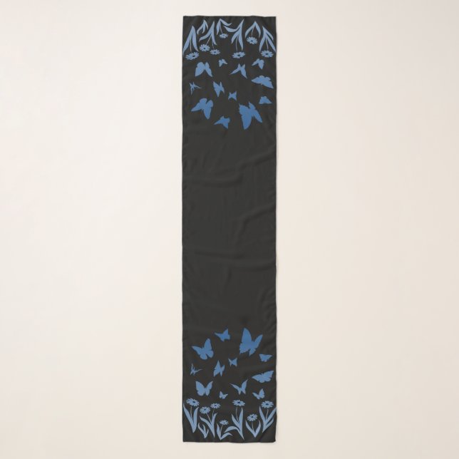Butterfly Scarves Blue Butterfly Art Scarf (Front)