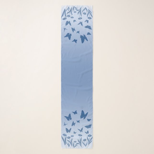 Butterfly Scarves Blue Butterfly Art Scarf (Front)