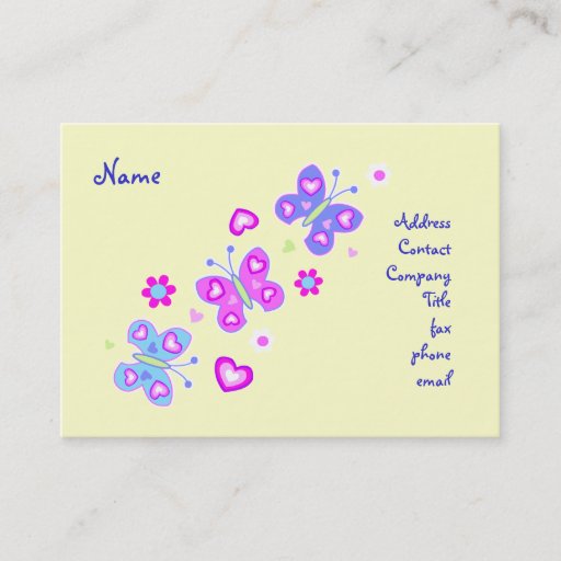 Customizable butterfly screen hearts business card