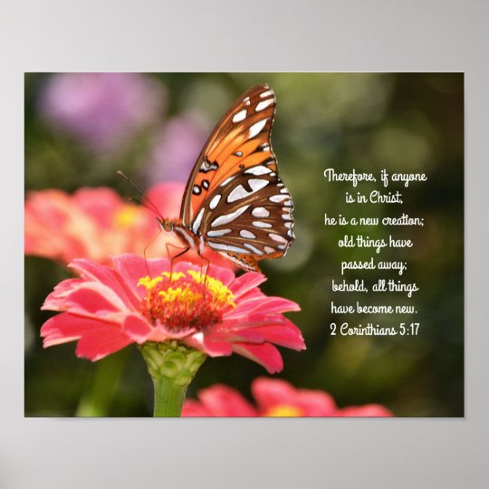 Butterfly Scripture Poster 2 Corinthians | Zazzle.com