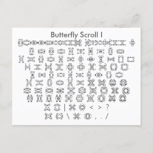 Butterfly Scroll I Zazzle Font Sampler with Guide Postcard