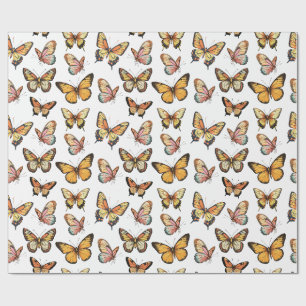 Butterfly Seamless Pattern. Monarch Butterfly Wrapping Paper