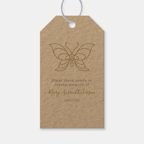 Butterfly Seed Packet Memorial Funeral Favor Tag