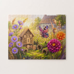Butterfly Seeking Winter Shelter at Insect Hotel Jigsaw Puzzle