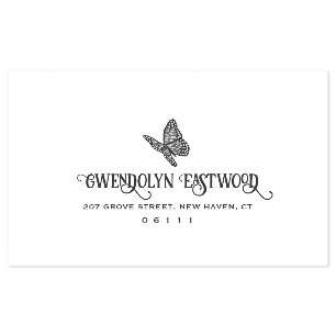Butterfly Self Inking Address Rubber Stamp Large