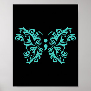 Butterfly Semicolon Awareness Prevention Teal Poster