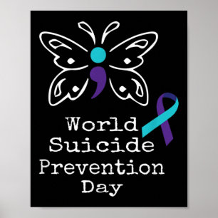 Butterfly Semicolon Gift Suicide Prevention Awaren Poster