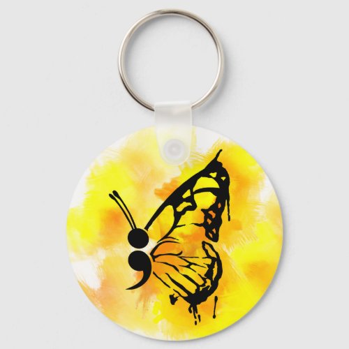 Butterfly semicolon keychain