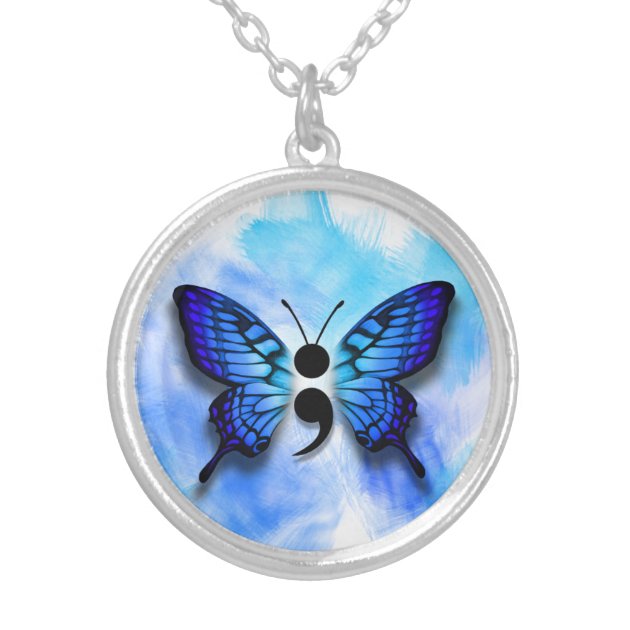 Semicolon on sale butterfly necklace