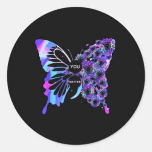Butterfly Semicolon Suicide Awareness Mental Healt Classic Round Sticker