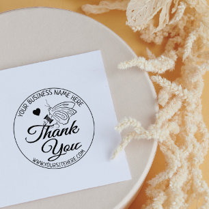 Butterfly Sewing Business Thank You Rubber Stamp