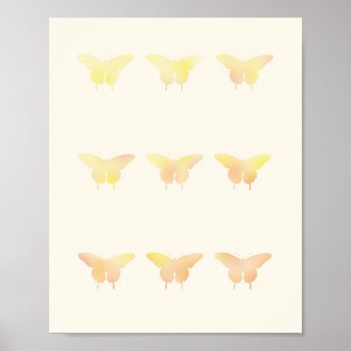 Butterfly Shabby Chic Pastel Illustration Poster
