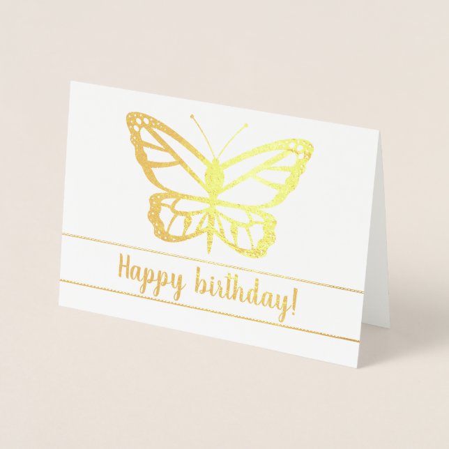 Butterfly Shape With Happy Birthday Text Foil Card (Front)