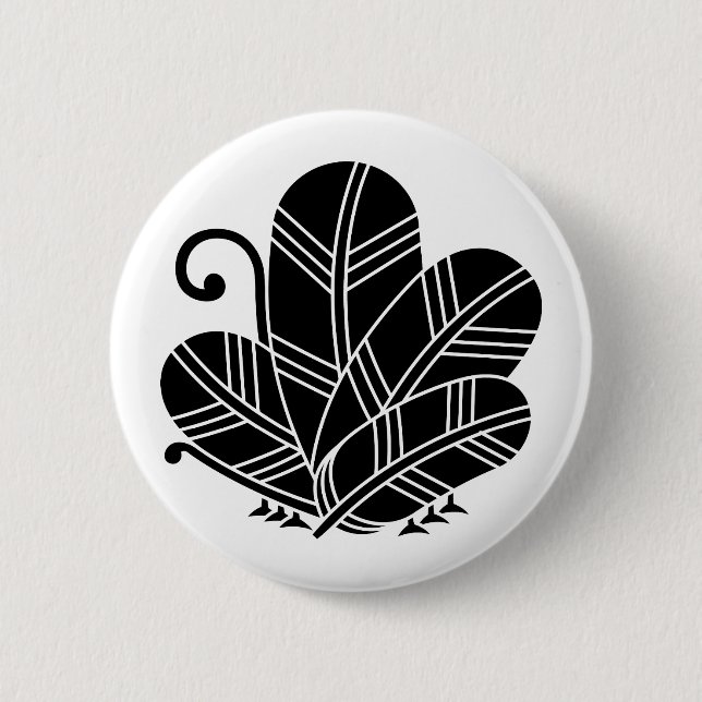 Butterfly-shaped hawk feathers pinback button (Front)