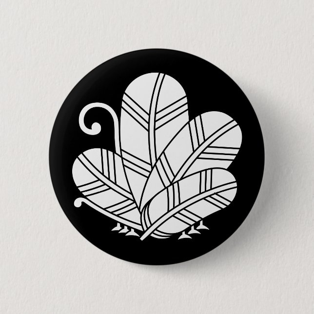 Butterfly-shaped hawk feathers pinback button (Front)