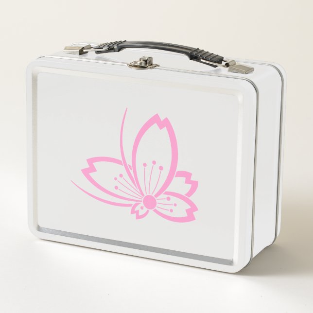 Butterfly-shaped shadowed Cherry blossom Lunch Box (Front)
