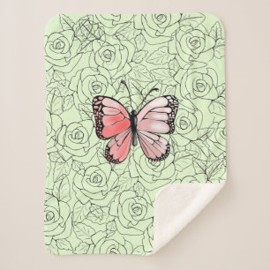 Butterfly Sherpa Blanket Roses - Custom Colors