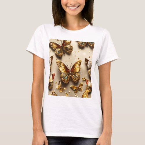 Butterfly Shimmer Embrace Elegance with Metallic  T_Shirt