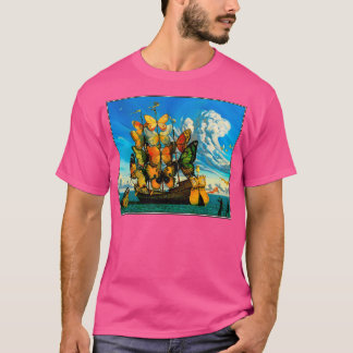 BUTTERFLY SHIP Vintage Surreal Abstract Fantasy Pr T-Shirt